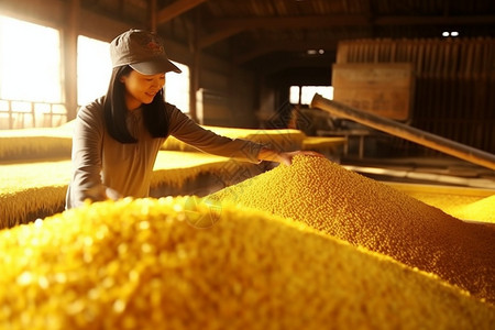 乡村稻米收获季节图片