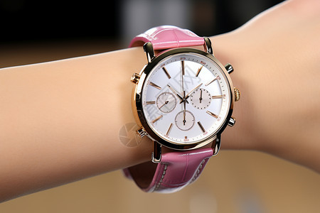 女士粉红色手表图片