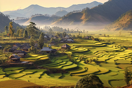 金色的稻田全景图片