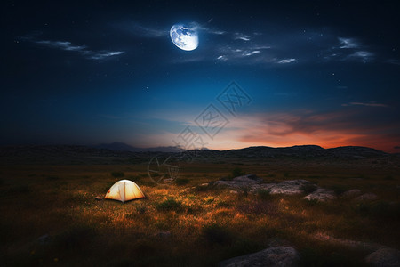 夜晚帐篷安静的夜晚背景