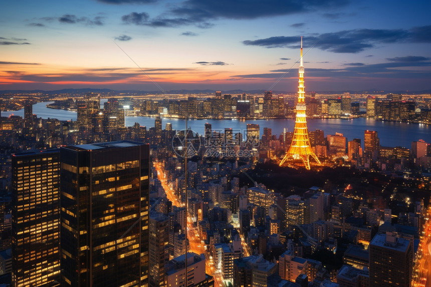 城市摩天大楼夜景图片