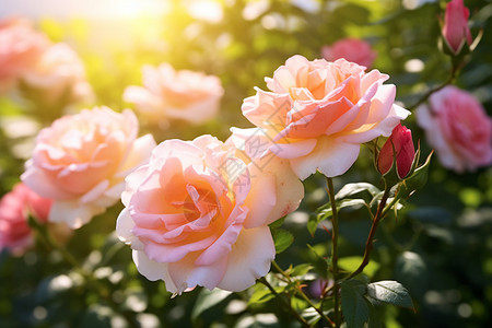 阳光下的蔷薇花图片