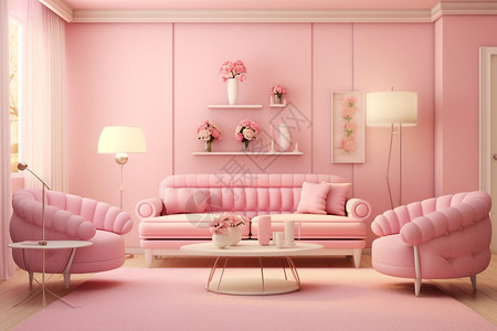 时尚的粉色客厅背景图片