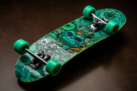 炫酷的绿色背板滑板图片