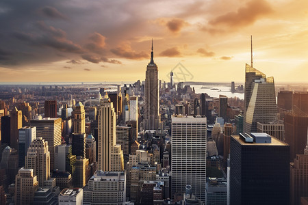 繁华的曼哈顿城市建筑景观图片