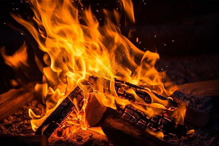 燃烧取暖的篝火图片