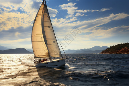 海中航行的帆船图片