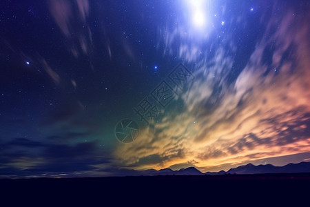 夏季夜晚天空的星空景观图片