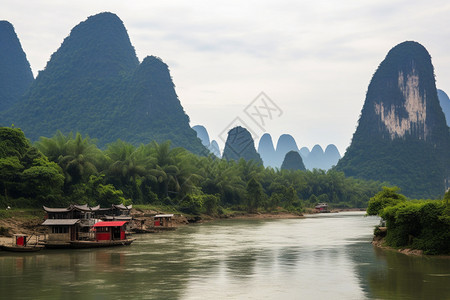 壮丽的湖光山色背景图片