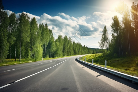 郁郁葱葱的乡村交通道路图片