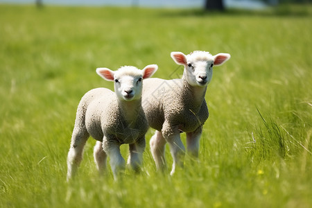草原上放牧的羔羊图片