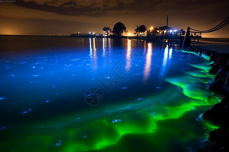 热带地区的荧光海滩景观图片