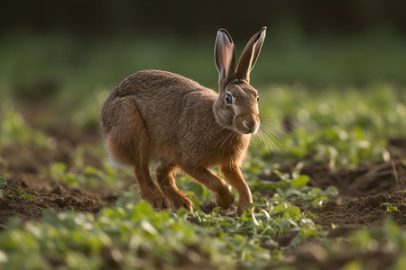 草地上的兔子背景图片