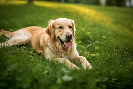 户外公园玩耍的金毛犬图片