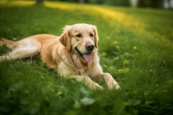 户外公园玩耍的金毛犬图片