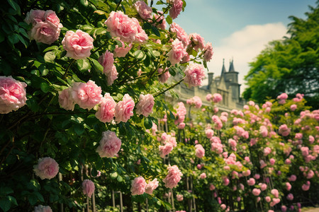 玫瑰花墙粉色墙背景高清图片
