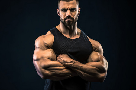 男士肖像健身房健身的肌肉男士背景