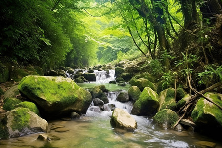 丛林中的溪流图片