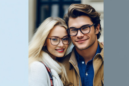 戴眼镜的情侣背景图片