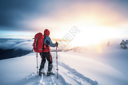 雪山上的登山者图片