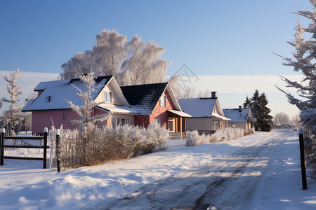 雪天道路雪天的住宅背景