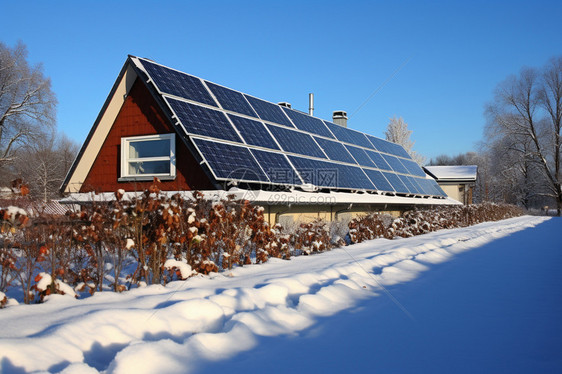 乡村房屋的太阳能电伏板图片