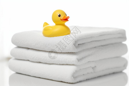 毛巾和一只小黄鸭图片