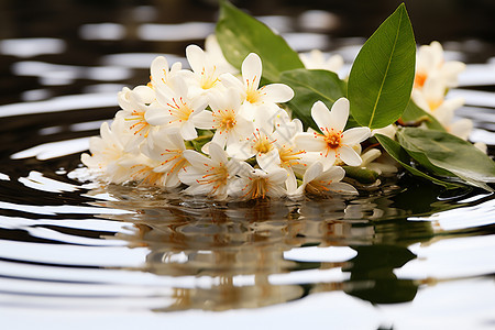 水上的白色小花背景图片
