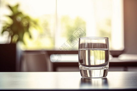 桌子上的一杯水图片