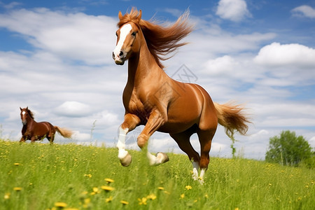草原上奔跑的马匹图片