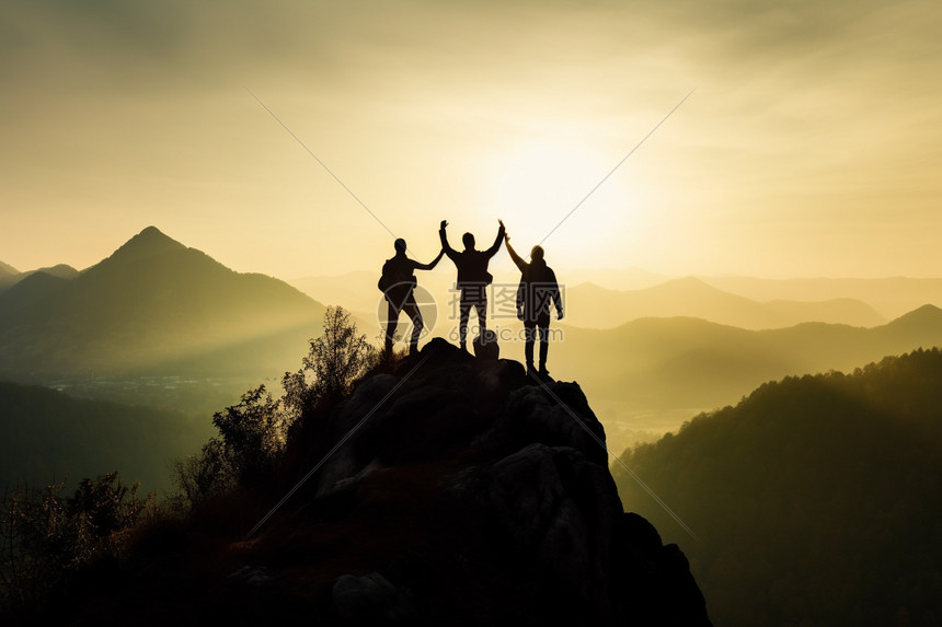 冒险的徒步登山运动图片