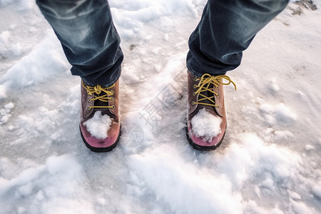 积雪雪中时尚的毛皮靴背景
