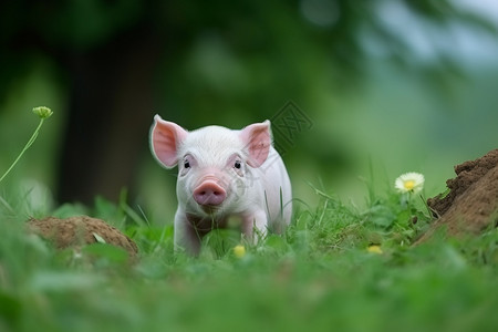 在户外养殖的小猪图片
