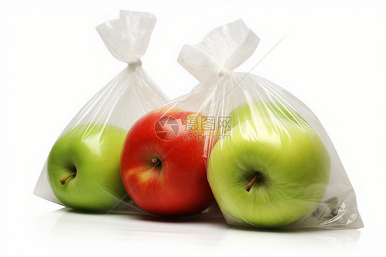 透明胶袋装着的水果图片
