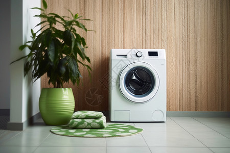 一台白色的滚轮洗衣机图片