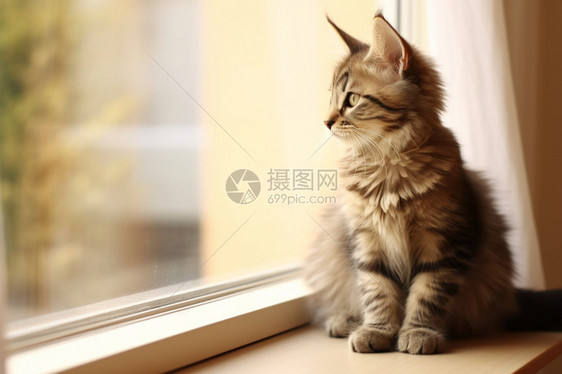 看着窗外的猫咪图片
