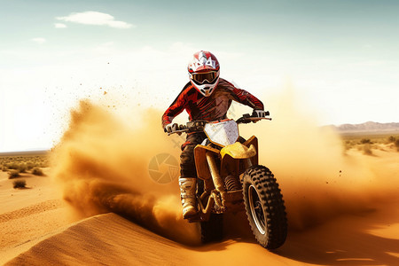 沙漠中的摩托车越野赛图片