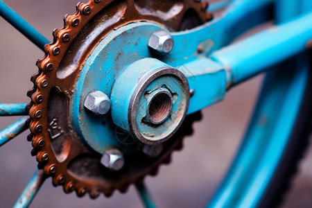 生锈的金属自行车齿轮图片