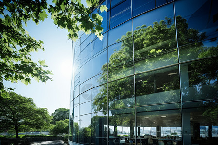商业建筑大楼的玻璃幕墙图片