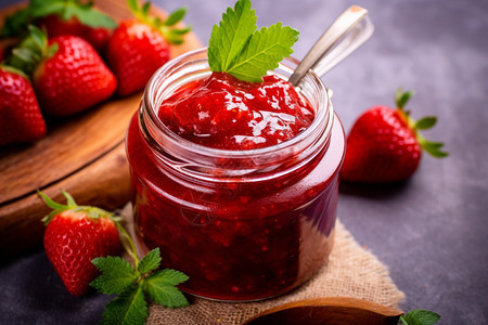 美味的草莓果酱背景图片