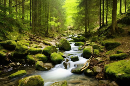 森林的溪流图片