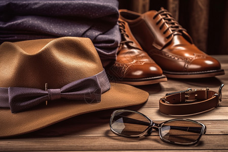 男性帽子和皮鞋图片