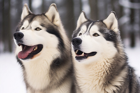 雪地里呆萌的雪橇犬图片