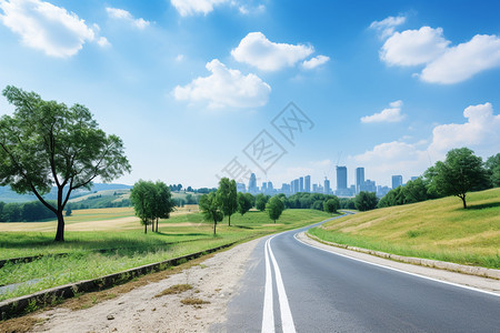 通往城市的乡村道路背景图片