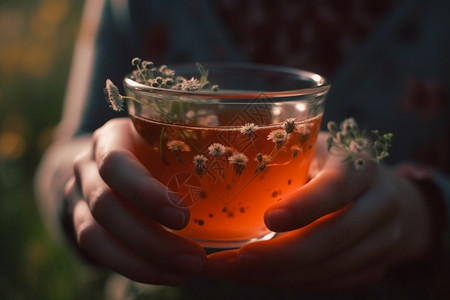 手中养生的凉茶背景图片