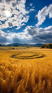 金黄色的稻田景观图片