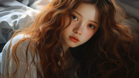 二次元美少女油画插图图片