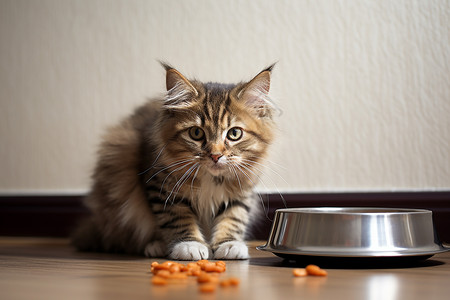 正在吃猫粮的猫咪图片