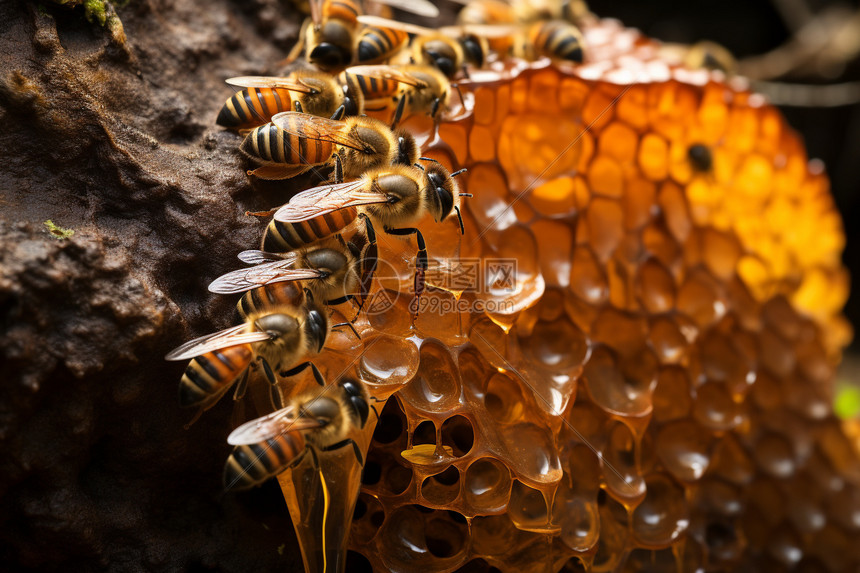 野生蜜蜂的蜂巢图片