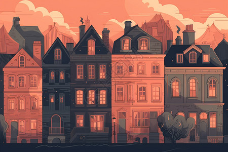 古典欧洲城市公寓平面插图图片